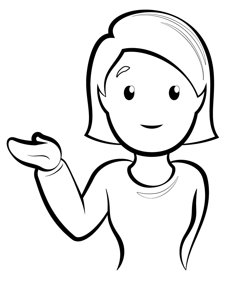 Woman tipping hand emoji emoticon black and white clipart