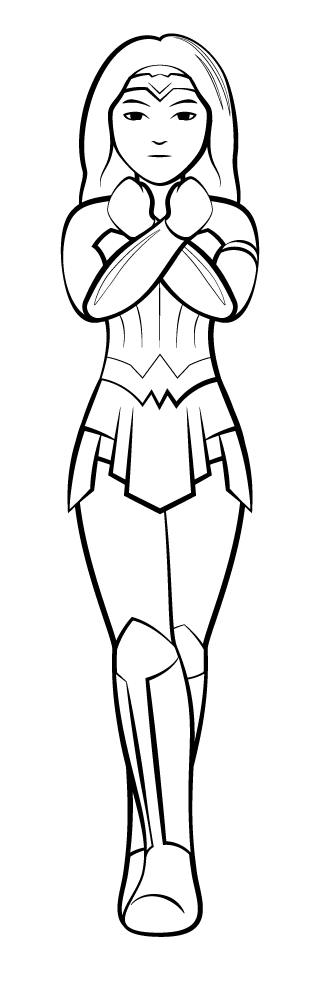 Wonder woman black and white clipart