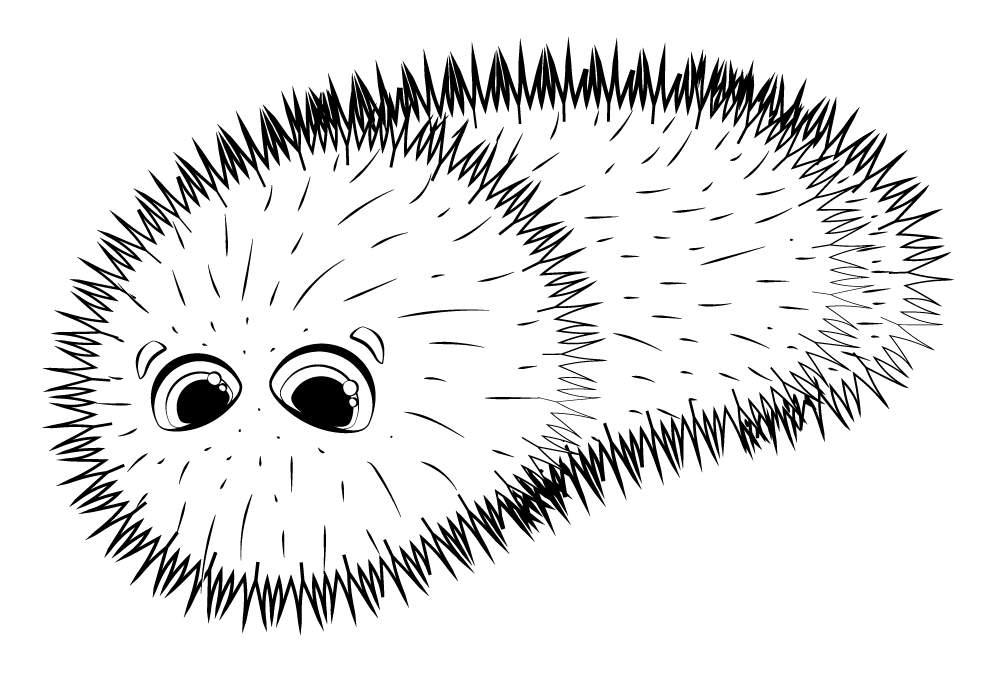 Woolly bear caterpillar cartoon black and white clipart
