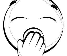 Yawning emoji emoticon smiley black and white clipart