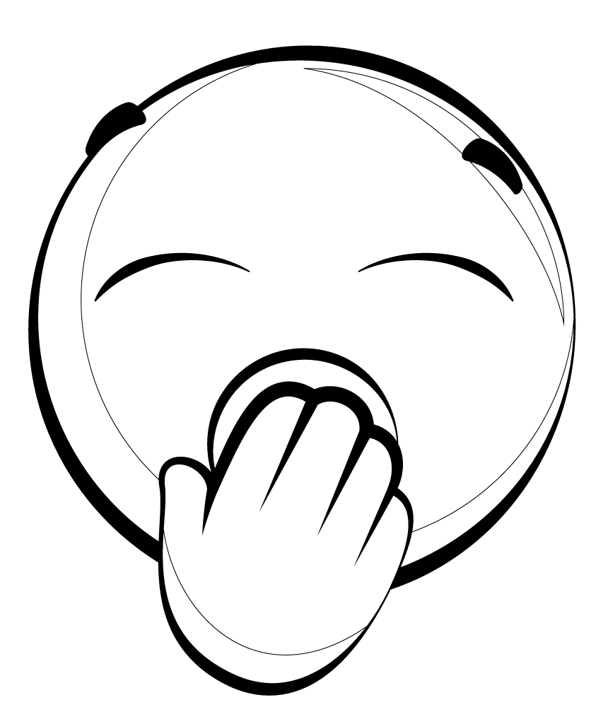 Yawning emoji emoticon smiley black and white clipart