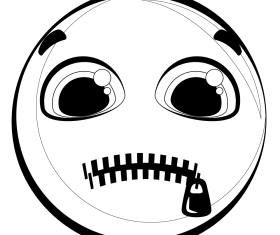 Zipped mouth emoji emoticon smiley black and white clipart