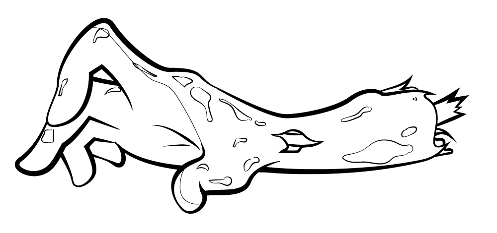 Zombie arm black and white clipart