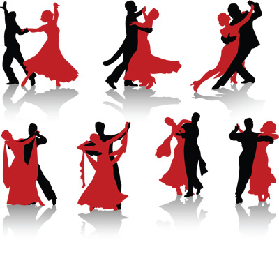 Dancing silhouette peoples vector