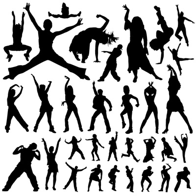 People dance silhouette vector art 02