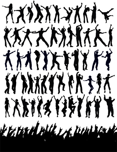 People dance silhouette vector art 01