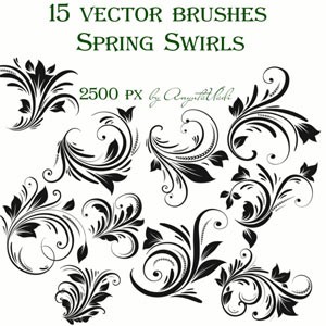 Spring Swirls Set of vector Brushes  Photoshop Brushes