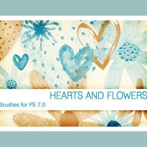 Hearts and Flowers Photoshop Brushes