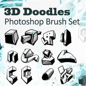 3D Doodles Photoshop Brushes