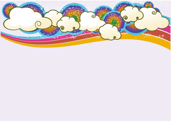 Trend of cloud rainbow background vector set